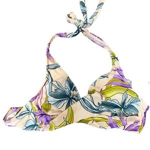 NWT Sand flower bikini top floral small purple blue